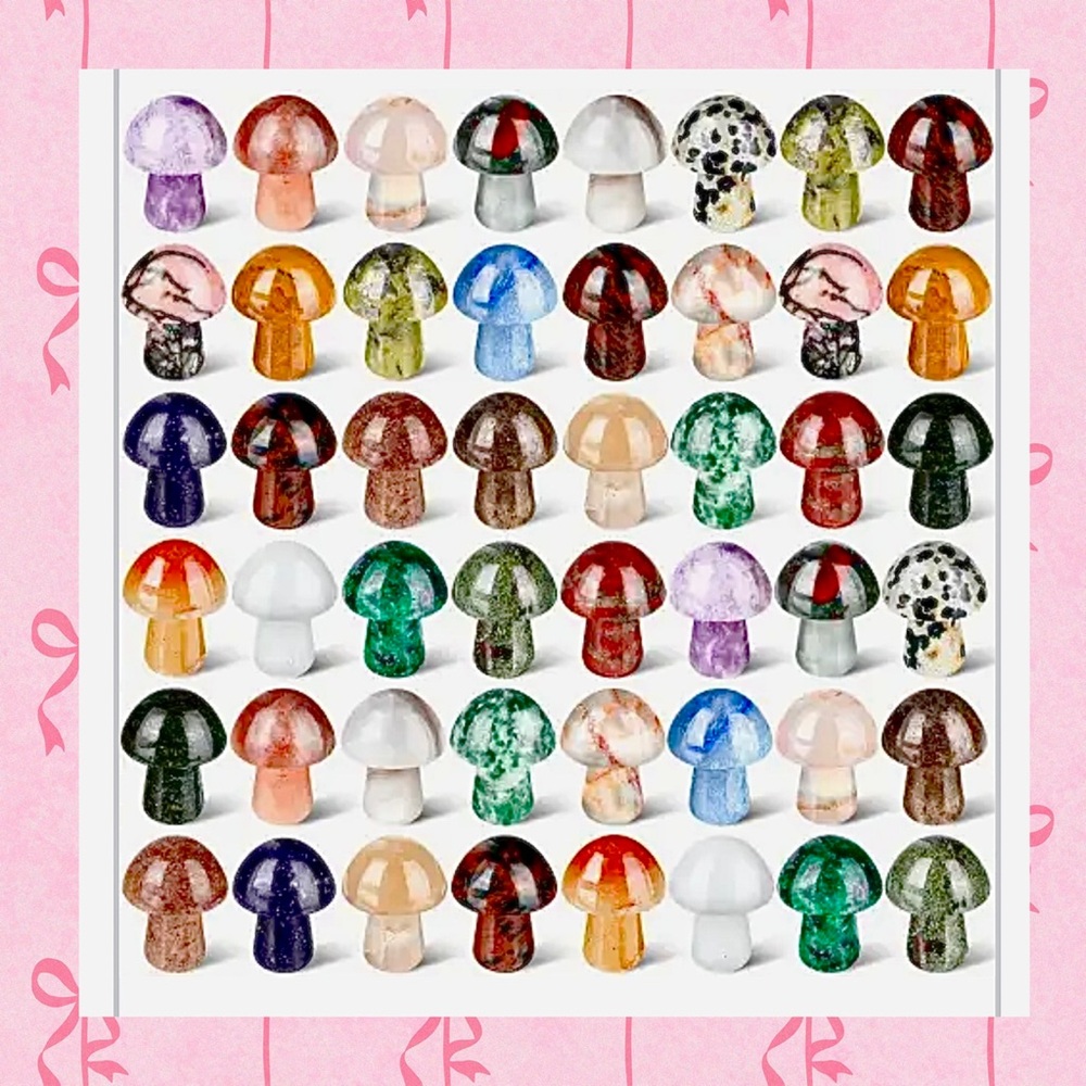 10 Random Mushrooms Colorful Crystal Carvings Scoops